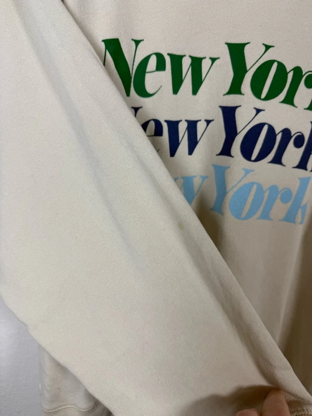 J.Crew Magic Rinse New York Crewneck Sweatshirt Cream Size S AY080